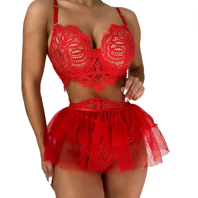 Billionm Sexy Women Sexy Split Lingerie Erotic Lace Nightgowns Mesh Tube Tops Voile Short Skirt Female Lenceria Mujer Custumes