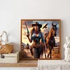 Cool Cowboy Fille Et Cheval-Rond Drill Diamant Peinture-40 * 40CM