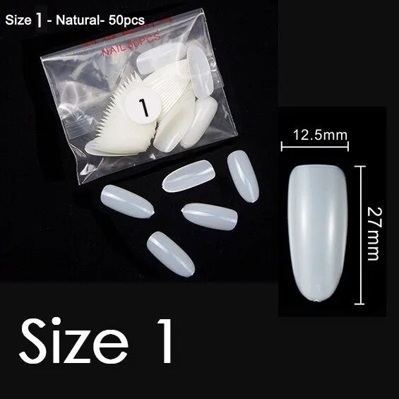 50pcs/bag Sold by separate size 10 sizes available size 0 1 2 3 4 5 6 7 8 9 false oval fake nail tips YW30-YW39-Nail Inspo