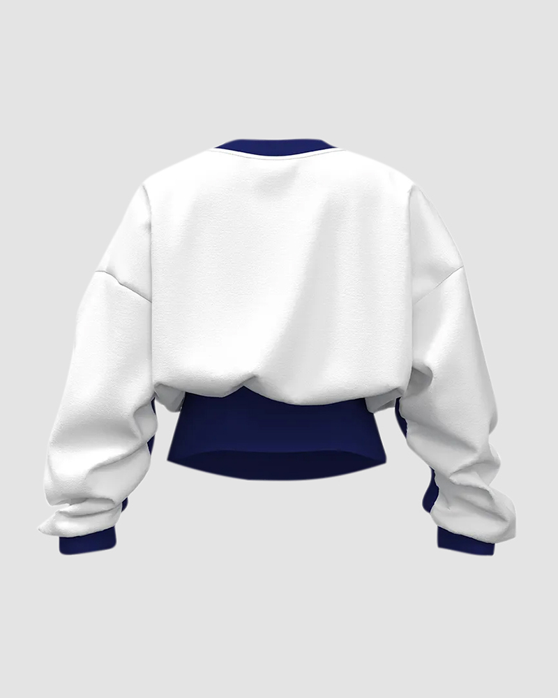 Colorblock Lips Print Round Neck Sweatshirt