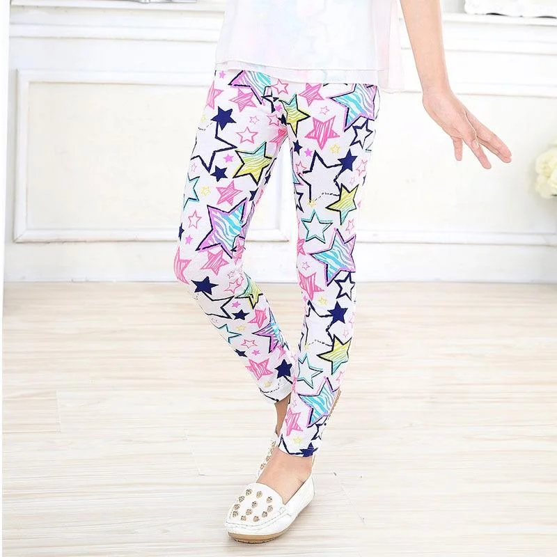 Girls Leggings Cotton Colorful Girls Autumn Winter Pencil Pants Cotton Kids Trousers Print Floral Children Leggings For Girls