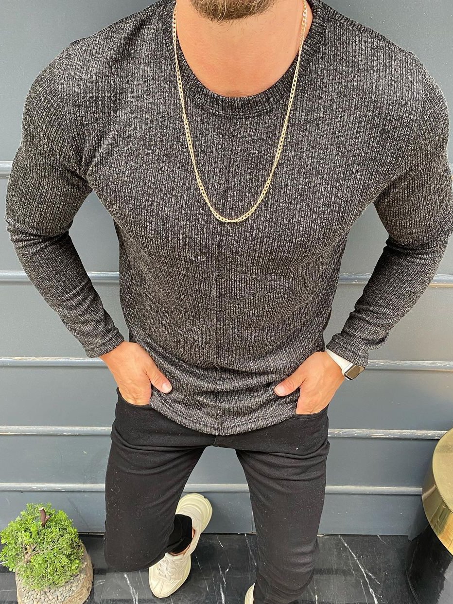 Men's Dark Gray Crew Neck Top