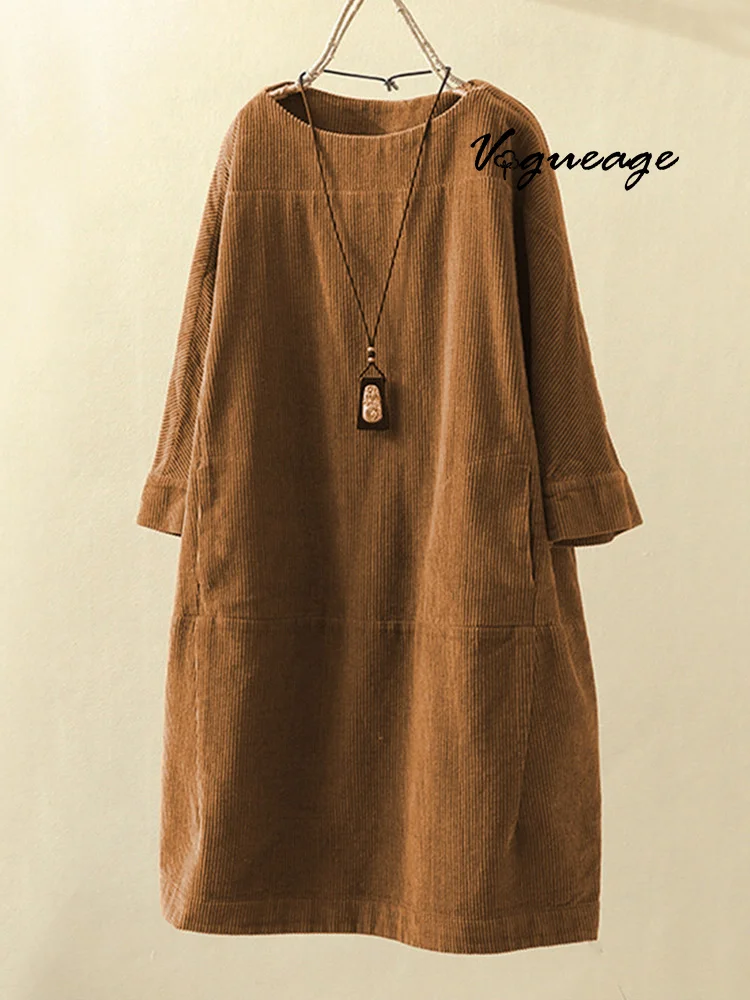 Fashionable And Casual Urban Style Round Neck A-Line Women's Dress