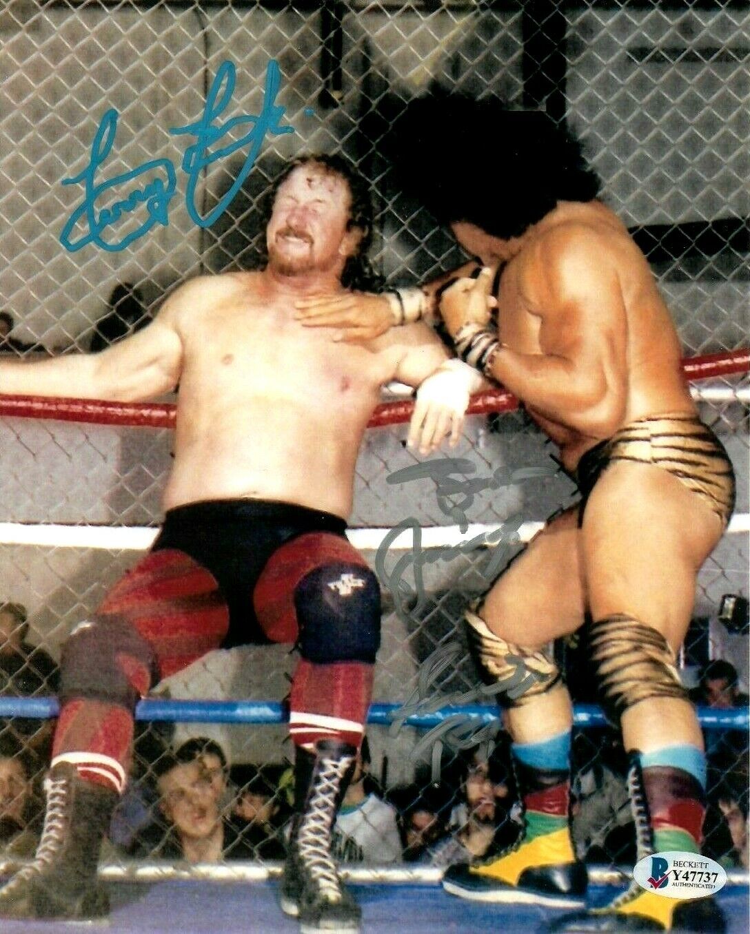 WWE JIMMY SNUKA & TERRY FUNK HAND SIGNED AUTOGRAPHED 8X10 Photo Poster painting WITH BECKETT COA