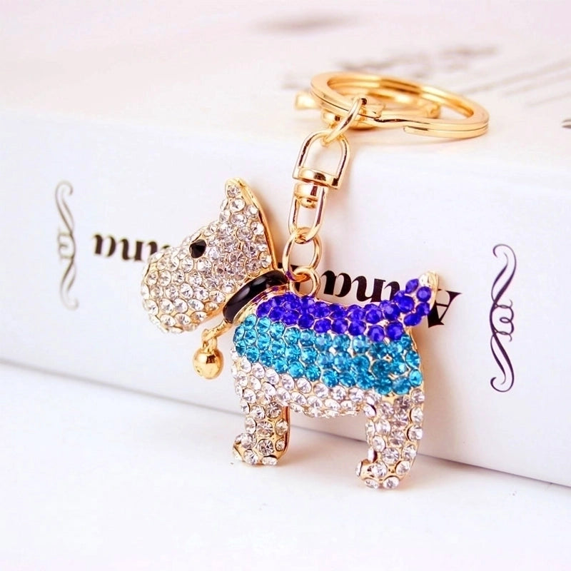 Creative Cute Diamond Bell Puppy Zodiac Dog Key Chain