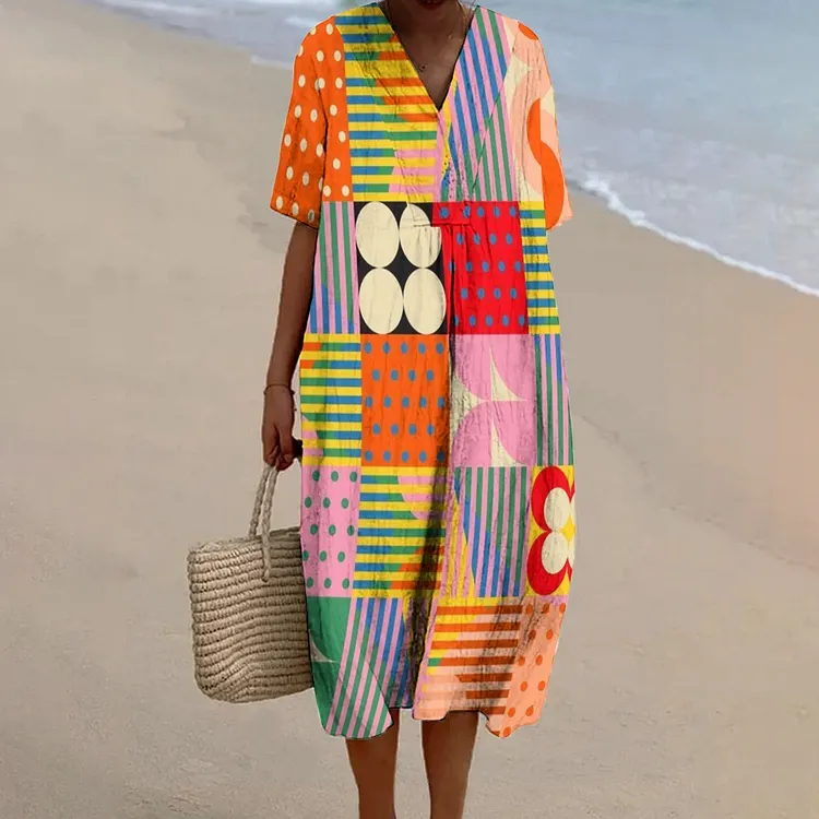 Women's Abstract Printed Flowy Dress