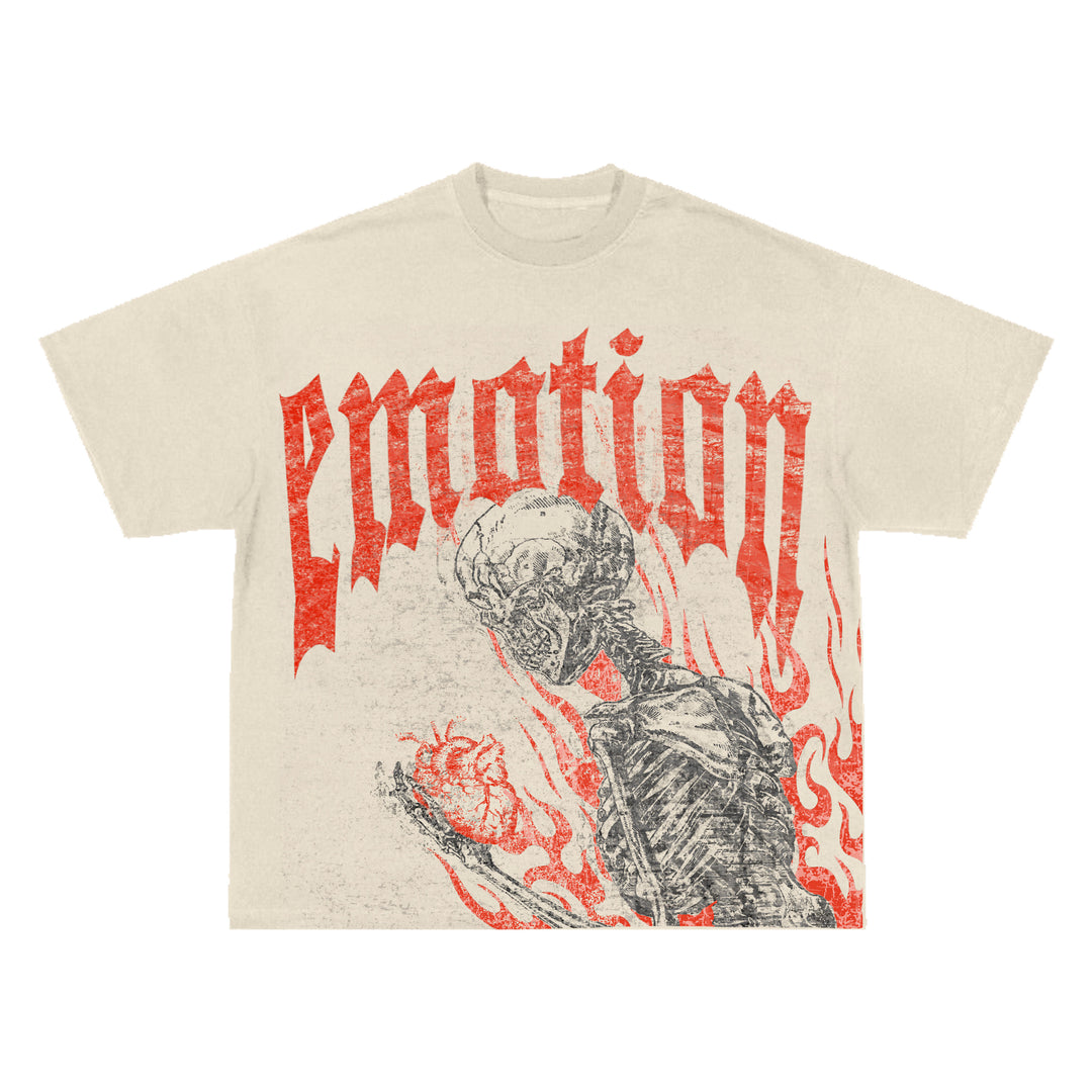 Mixedemotion Valentine S Day Skull Graphics Cream Tee - Sopula｜Premium Graphic Tees & Graphic Clothing