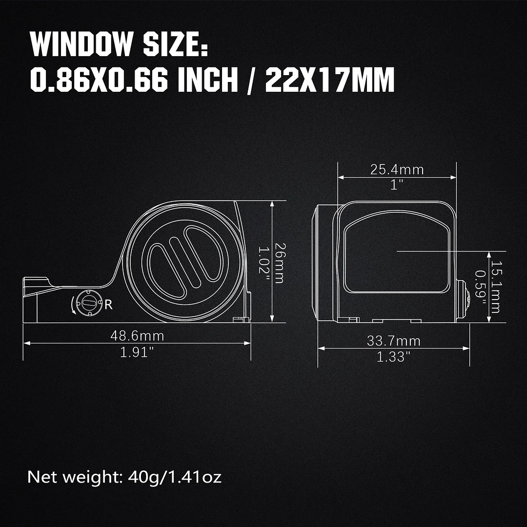 ohhunt&reg; 3 MOA Green Dot Reticle Open Reflex Sight 7075 Aluminum 3000G Shockproof Shake Awake Sight Compatible with Full-Size Glock MOS Systems