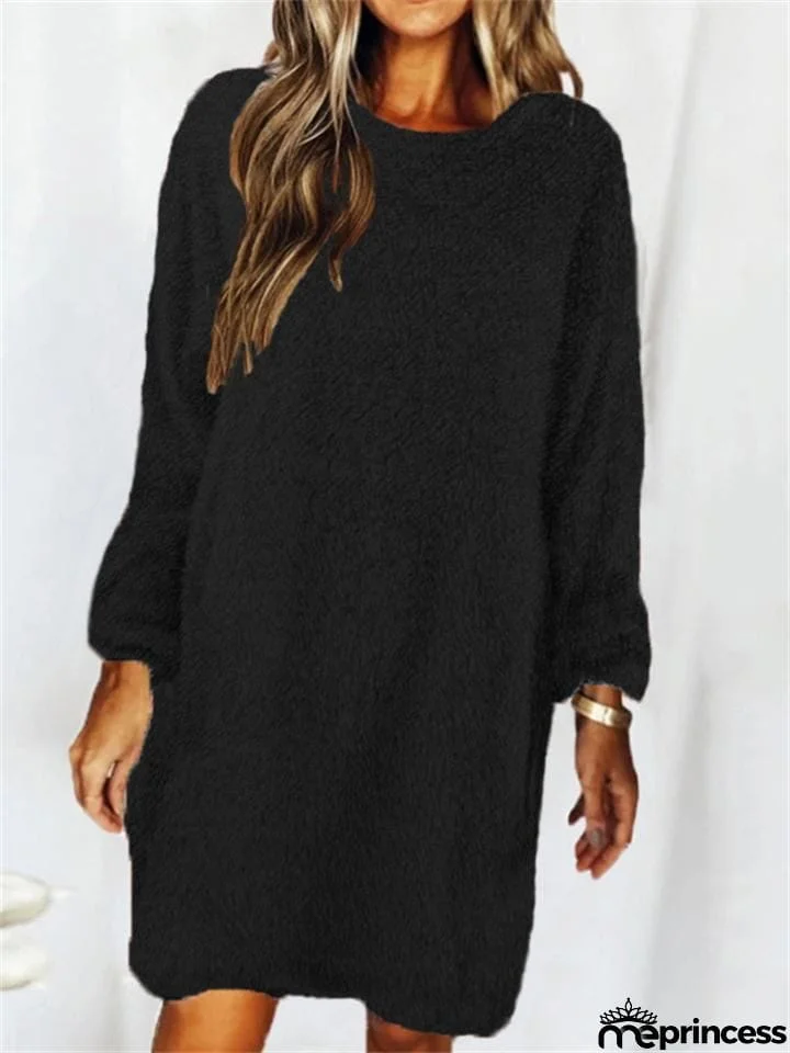 Women's Winter Casual Daily Wear Loose Thermal Plush Dresses