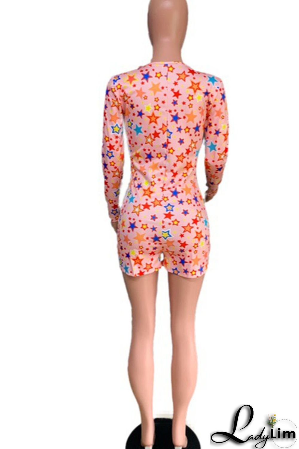 Pink Sexy Print Patchwork V Neck Regular Jumpsuits