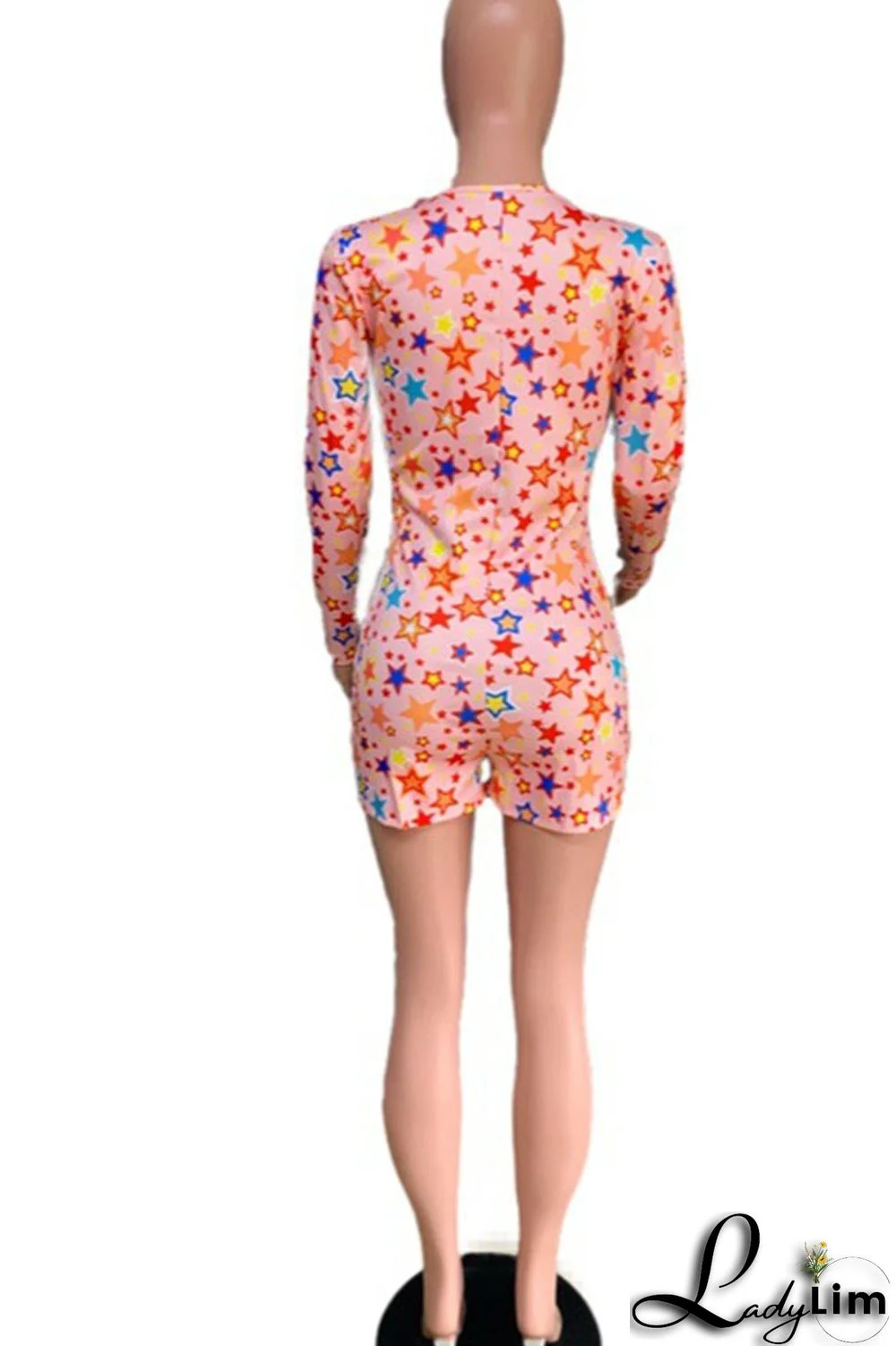 Pink Sexy Print Patchwork V Neck Regular Jumpsuits