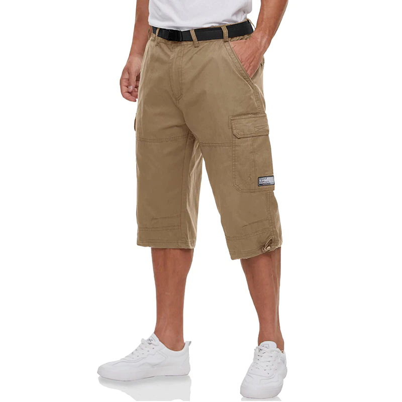 Men 3/4 Cargo Shorts Lightweight Ripstop Quick Dry Multi-Pockets