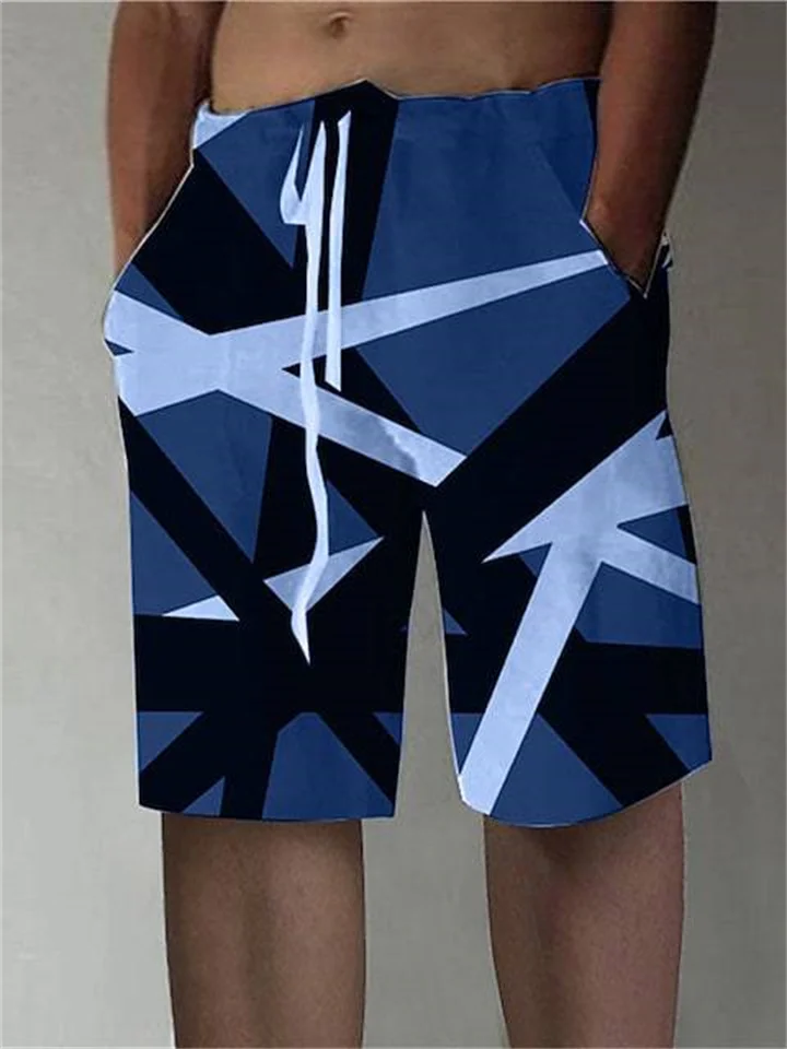 Men's Shorts Geometric Print Red Gray Blue S M L XL 2XL 3XL 4XL 5XL-Cosfine