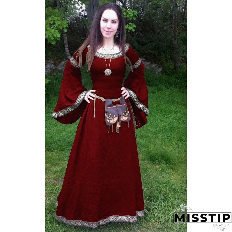 Women's Classic Medieval Long-sleeved Round Neck Dress Dresses