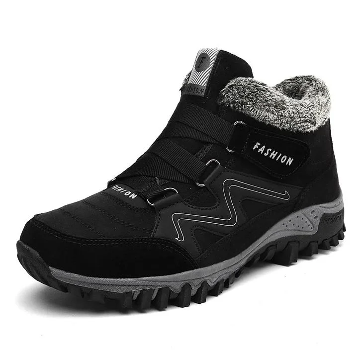 Men's and women's winter thermal velvet velcro buckle trendy joker hiking sneakers