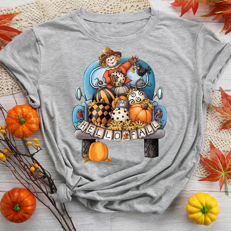 Autumn Scarecrow Hello Fall T-Shirt-08536