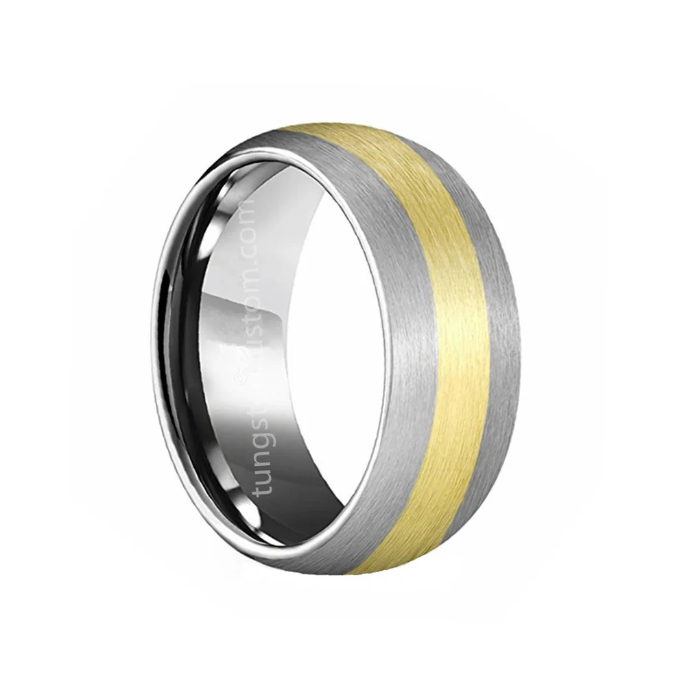 6MM 8MM Tungsten Rings For Men Gold Plated Center Brushed Surface