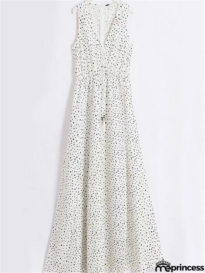 Bohemian V Neck Polka Dot Desert Flowy Dress for Women