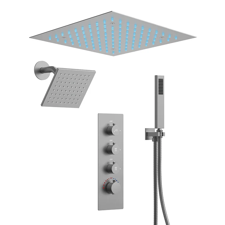 EVERSTEIN 12" Luxury Thermostatic Shower System in Brushed Nickel