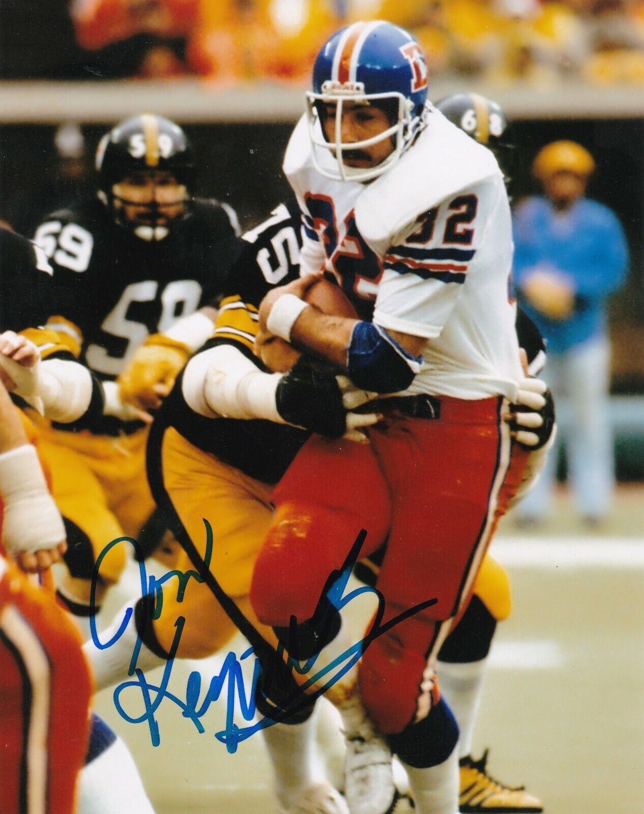 JON KEYWORTH DENVER BRONCOS COLOR ACTION SIGNED 8X10