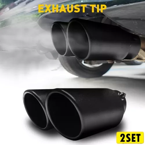 Dronehint 2Set Dual Black Car Stainless Steel Exhaust Pipe Muffler Tip Tail Burnt Titanium (For: Bugatti) Parts