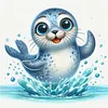Playful Sea Lion-18CT Stamped Cross Stitch 20*20cm
