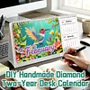 2027-2028 Two-Year Diamond Painting Calendar Kit, 13 Exquisite Multicolor Butterfly And Floral Illustrations, Large Size Desk Calendar, Mosaic Art Coil-Bound Desktop Planner