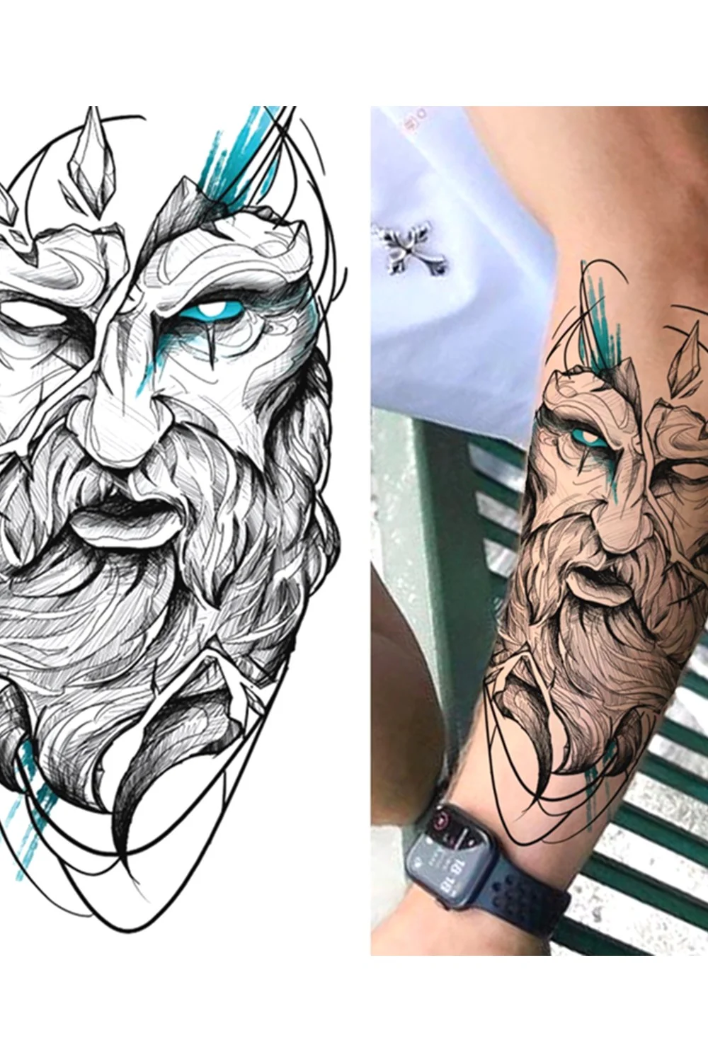  Forest Tattoo Sticker For Men Women Children Tiger Wolf Death Skull Temporary Tattoo Fake Henna Skeleton King Animal Tatoo 921-1