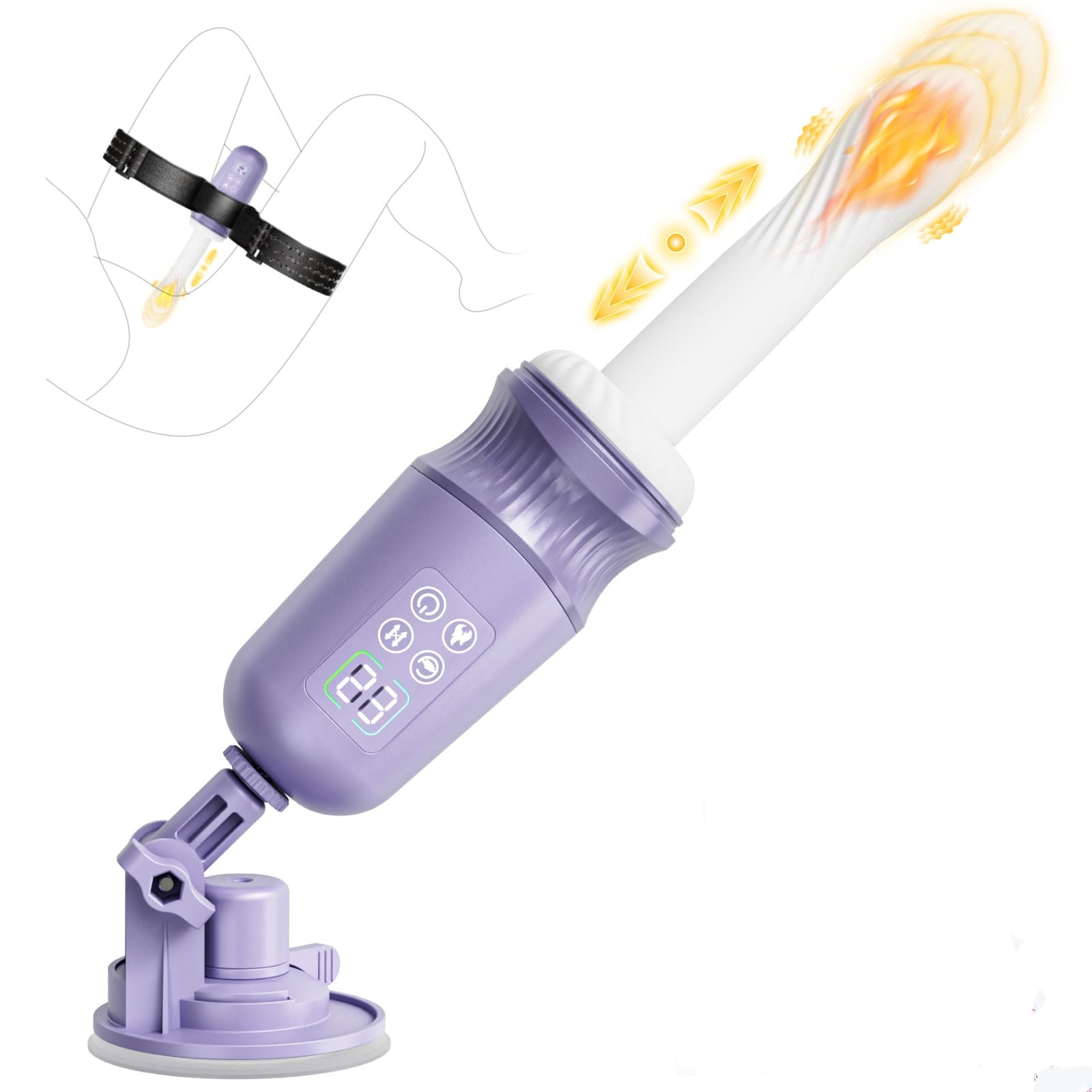 11.22'' Thrusting Dildo Vibrator Sex Machine With Suction Base & Strap - Rose Toy