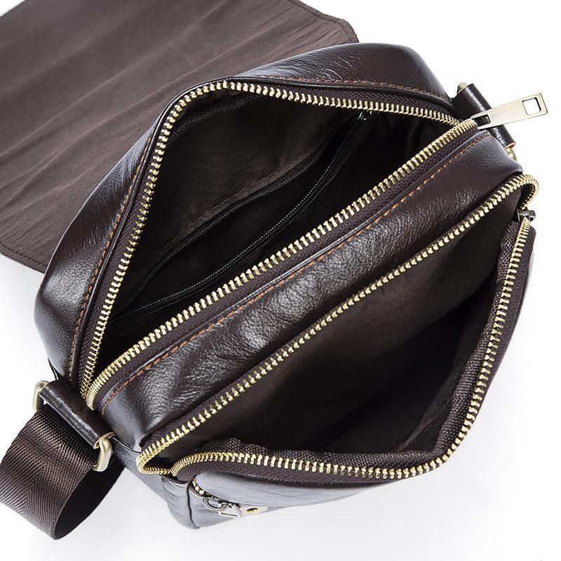 Casual Soft Leather Flip Zipper Shoulder Bag Crossbody Packs