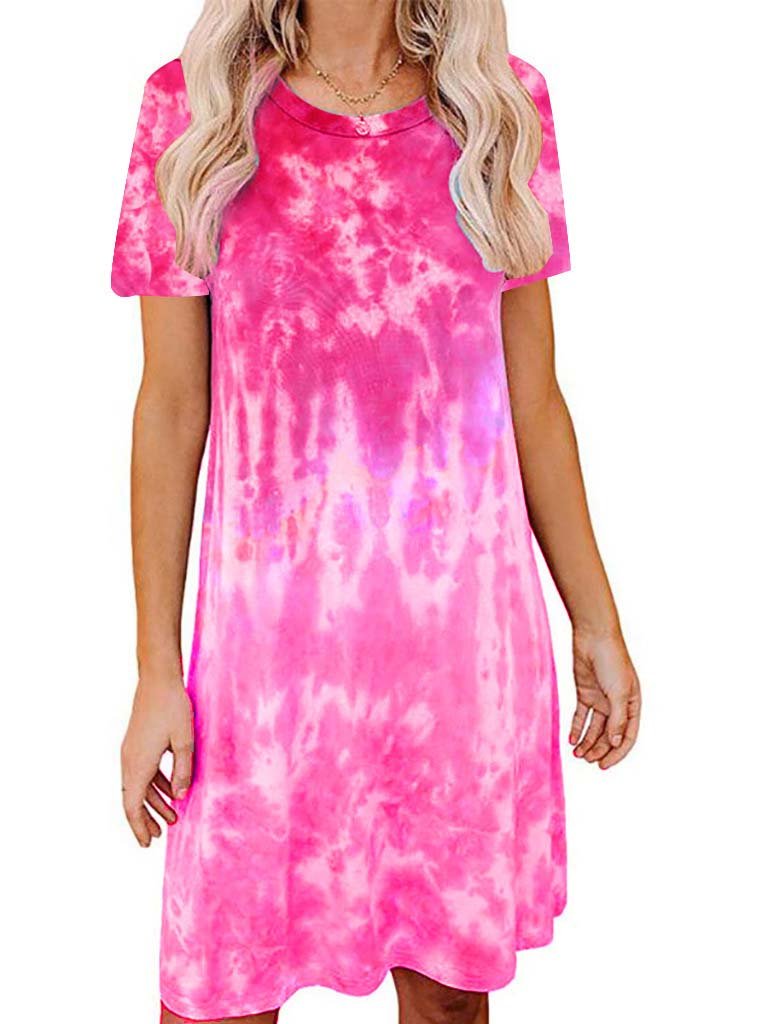 Women's Scoop Neck Short Sleeve Printed Midi Dress