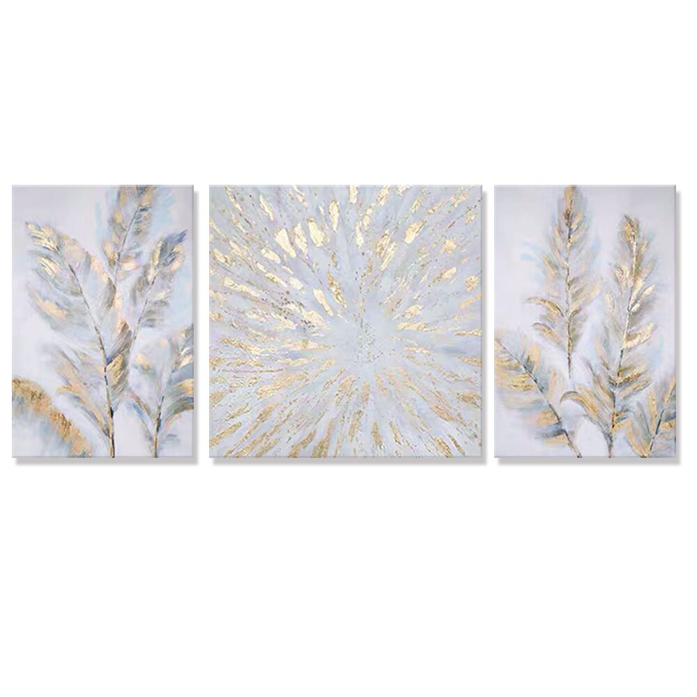 Mintura Handmade Handpainted Golden Leave Sunshine Landscape Oil Painting Canvas Picture Living Room Home Decor Wall Art Unframe