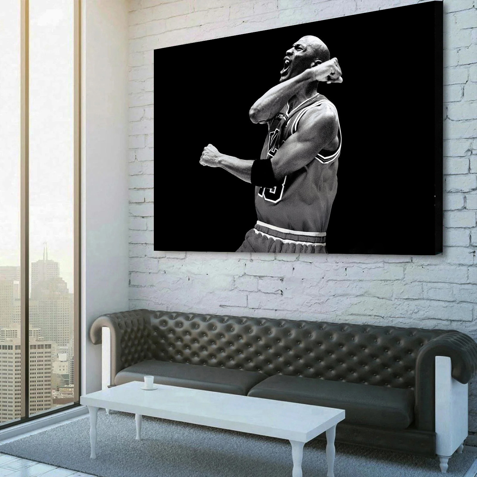 Michael Jordan Celebrates Wins 1998 NBA Finals Canvas Wall Art 