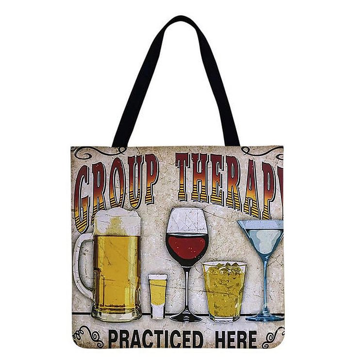 Wine glass - Linen Tote Bag