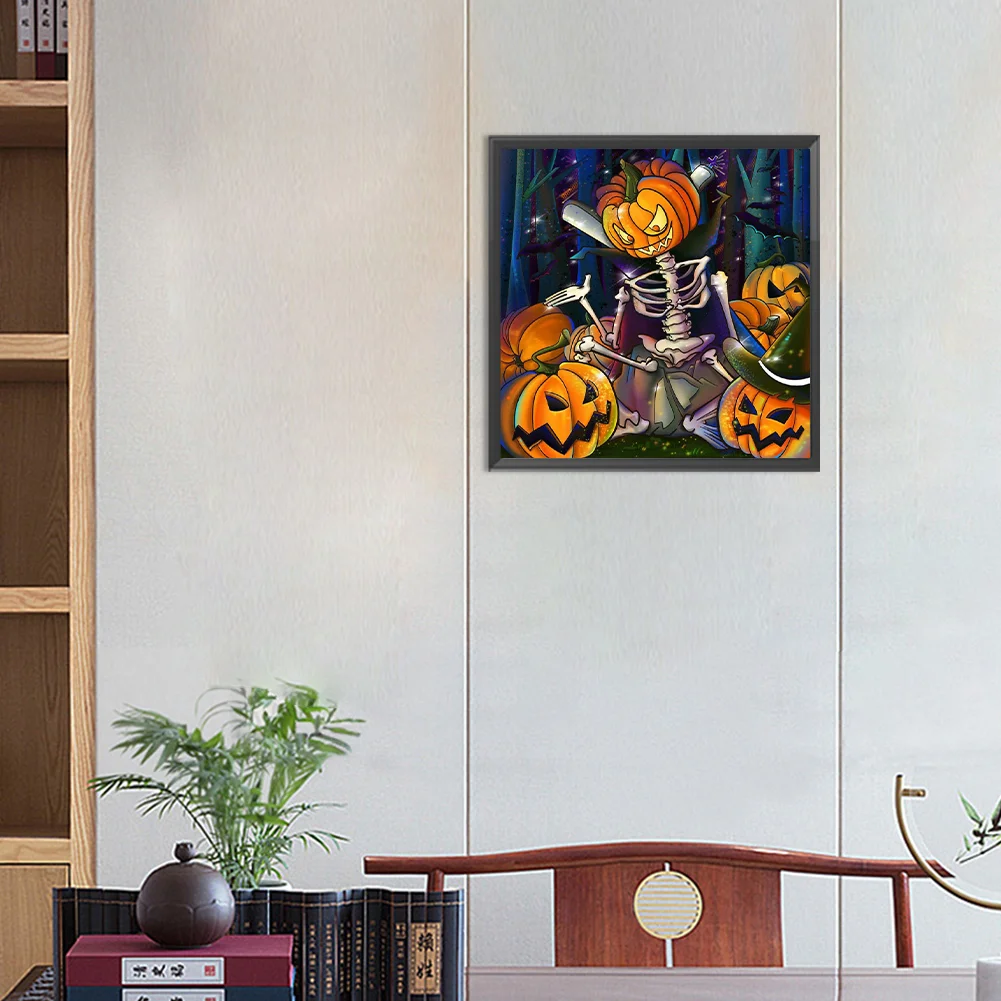 Diamond Painting - Full Round Drill - Skull Pumpkin(Canvas|30*30cm)