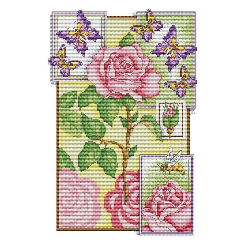 Flowers - 14CT Joy Sunday Stamped Cross Stitch(28*38cm)