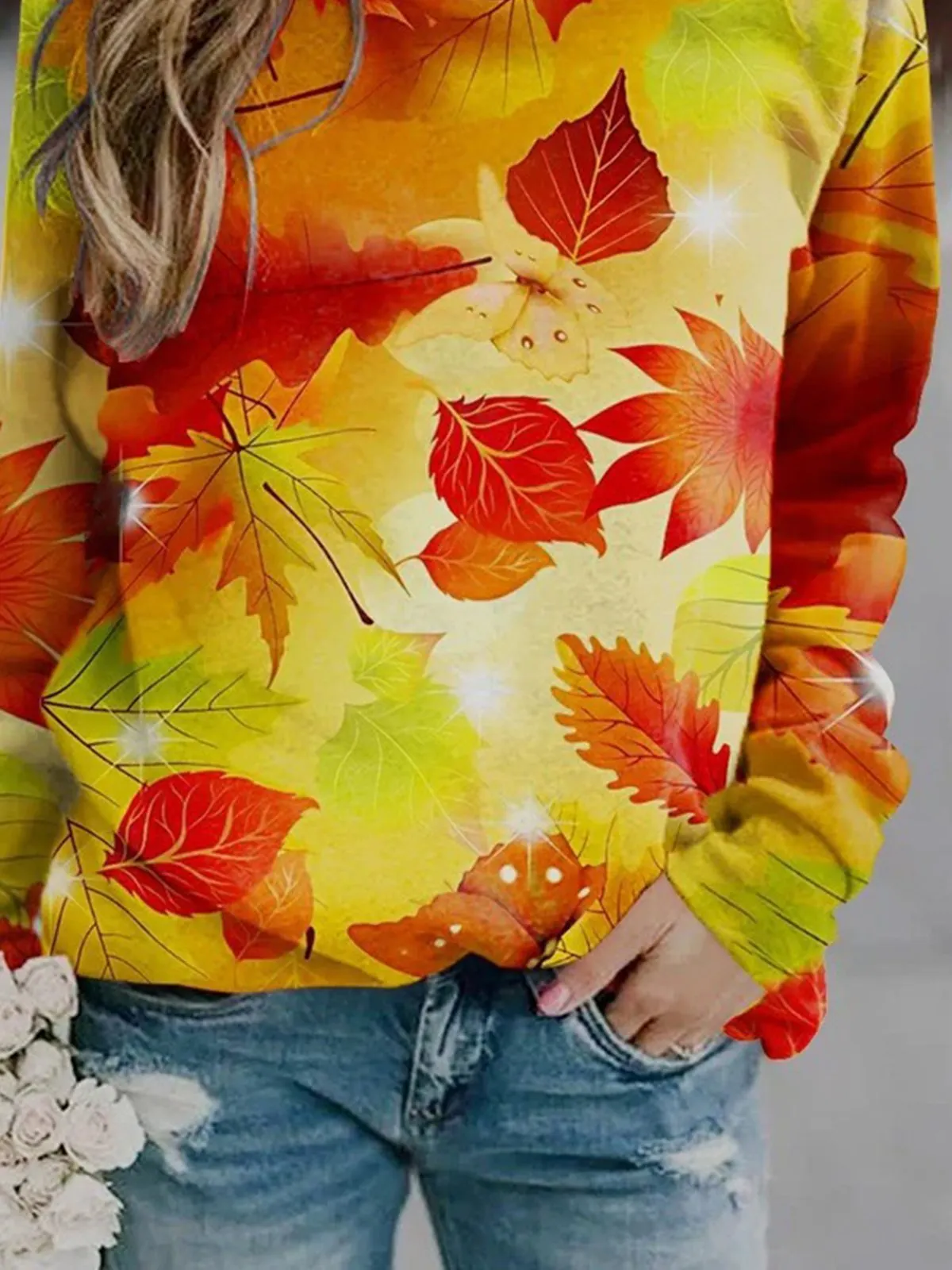 Maple Leaves Casual Loose Sweatshirts