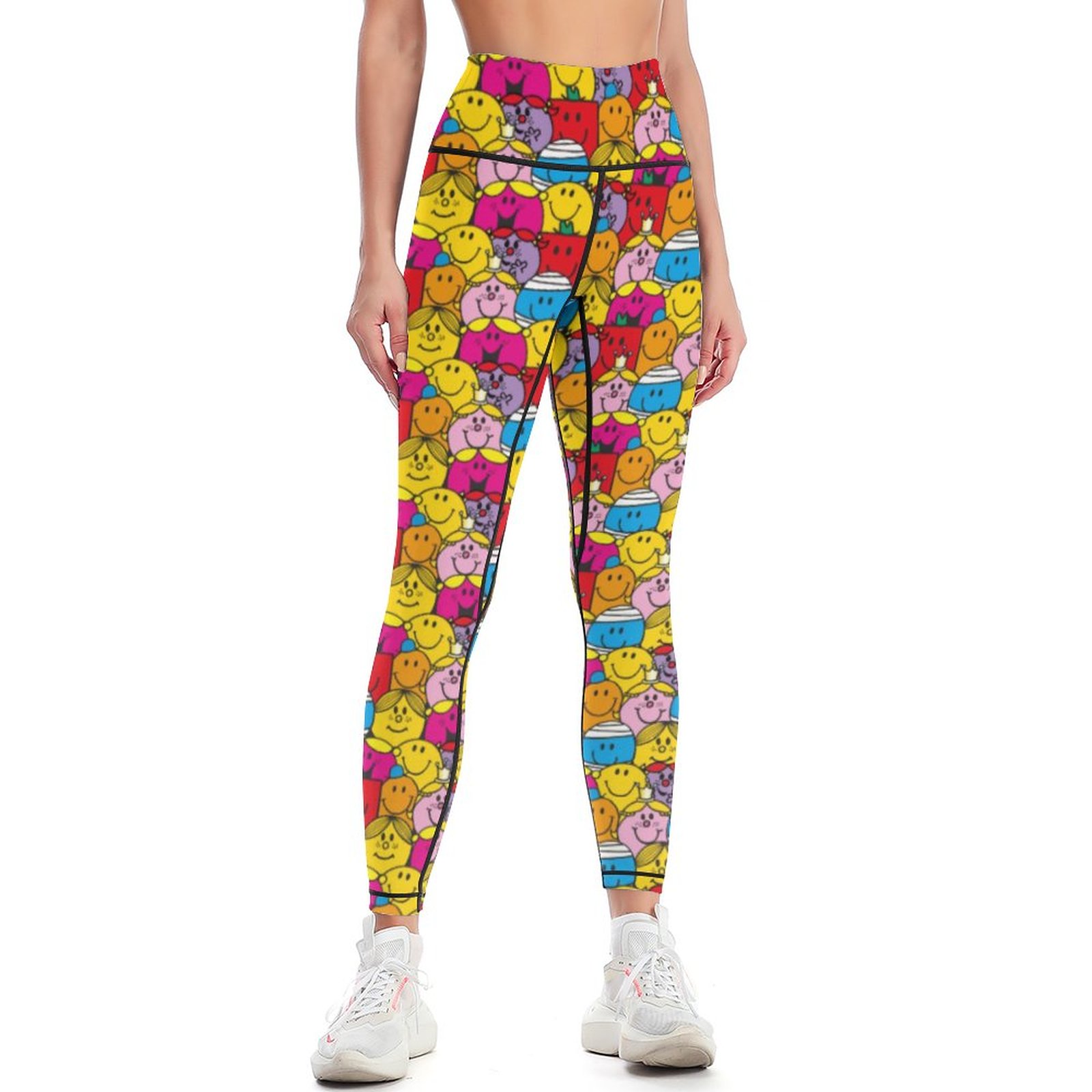 Mr Men Little Miss In A Crowd Pattern Women Yoga Print Wideband Waist Sports Leggings Running Pant