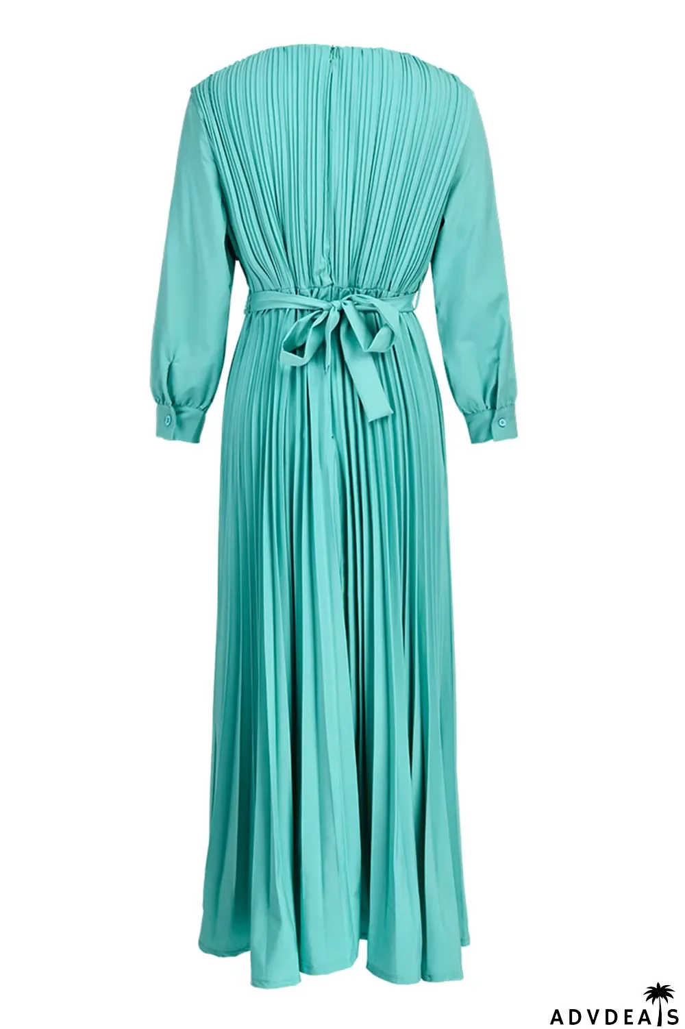 Yellow Casual Elegant Solid Patchwork Fold With Belt V Neck Straight Dresses