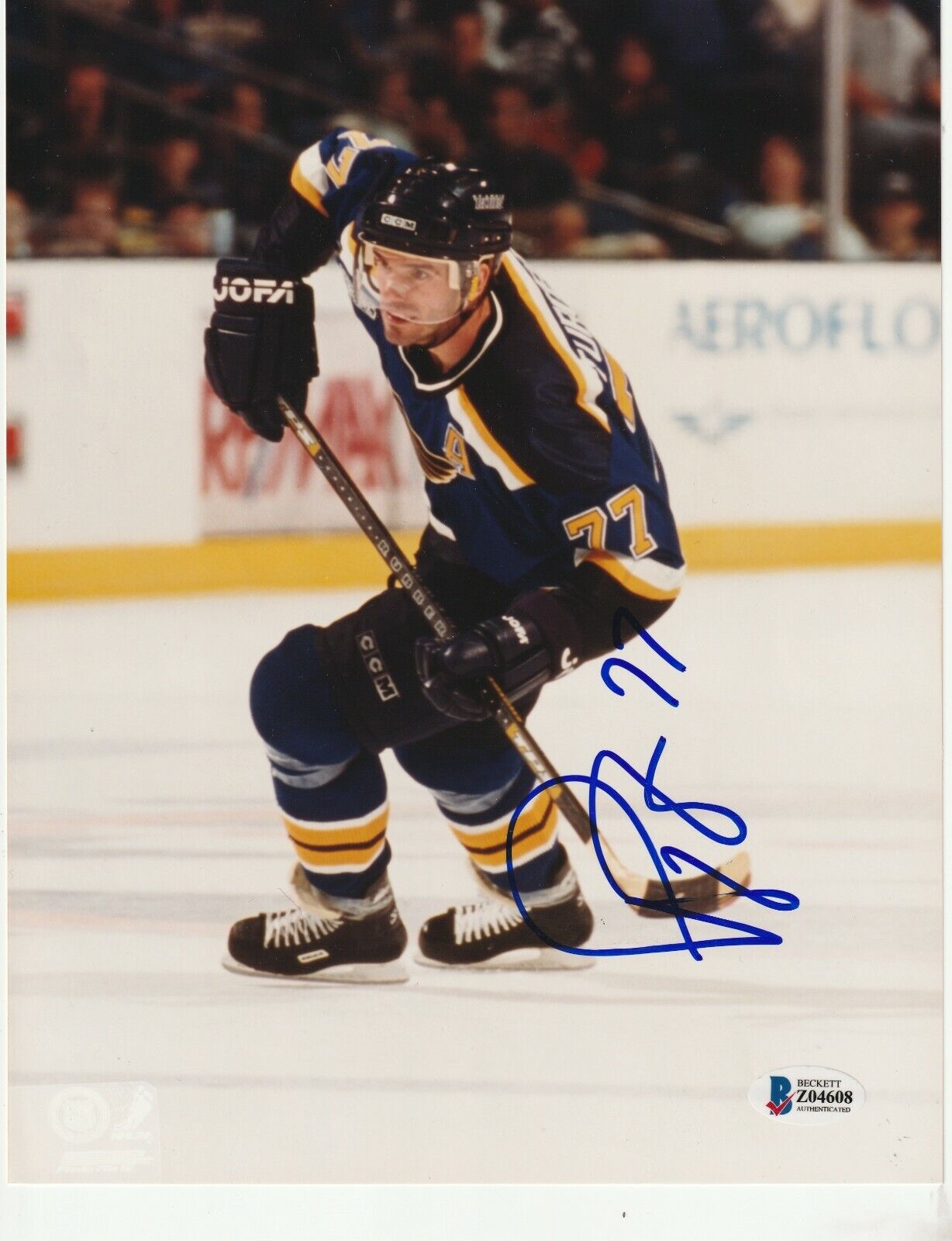 PIERRE TURGEON Signed St. Louis BLUES 8x10 Photo Poster painting w/ Beckett COA (BAS)