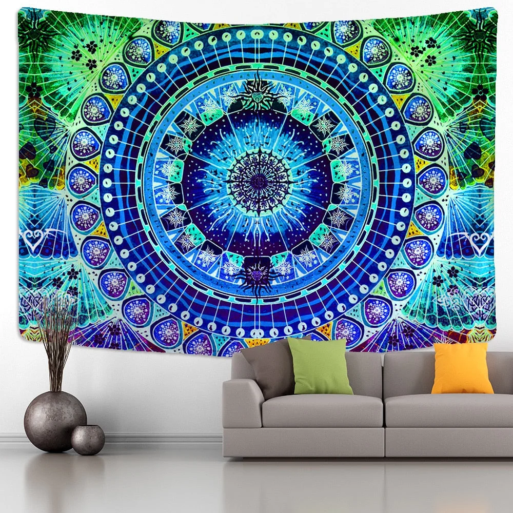 Indian Mandala Carpet Large Tapestry Wall Hanging Blanket Grey Boho Gobelin Decor Hippie Yoga Mat Travel Wall Tenture Tapestries