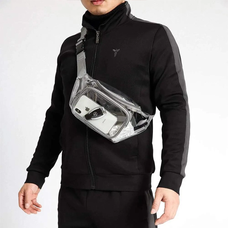 Sports Waist Bag PVC Transparent Waterproof Running Bag Travel Outdoor Fitness Storage Bag Crossbody Chest Bag