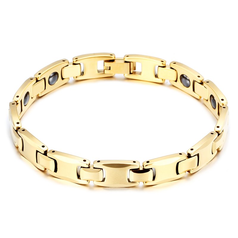 Women's Or Men's 22cm Gold Color Tungsten Carbide Hologram Energy Bracelets Fashion Link Chain Bangles Gifts For Mens And Womens