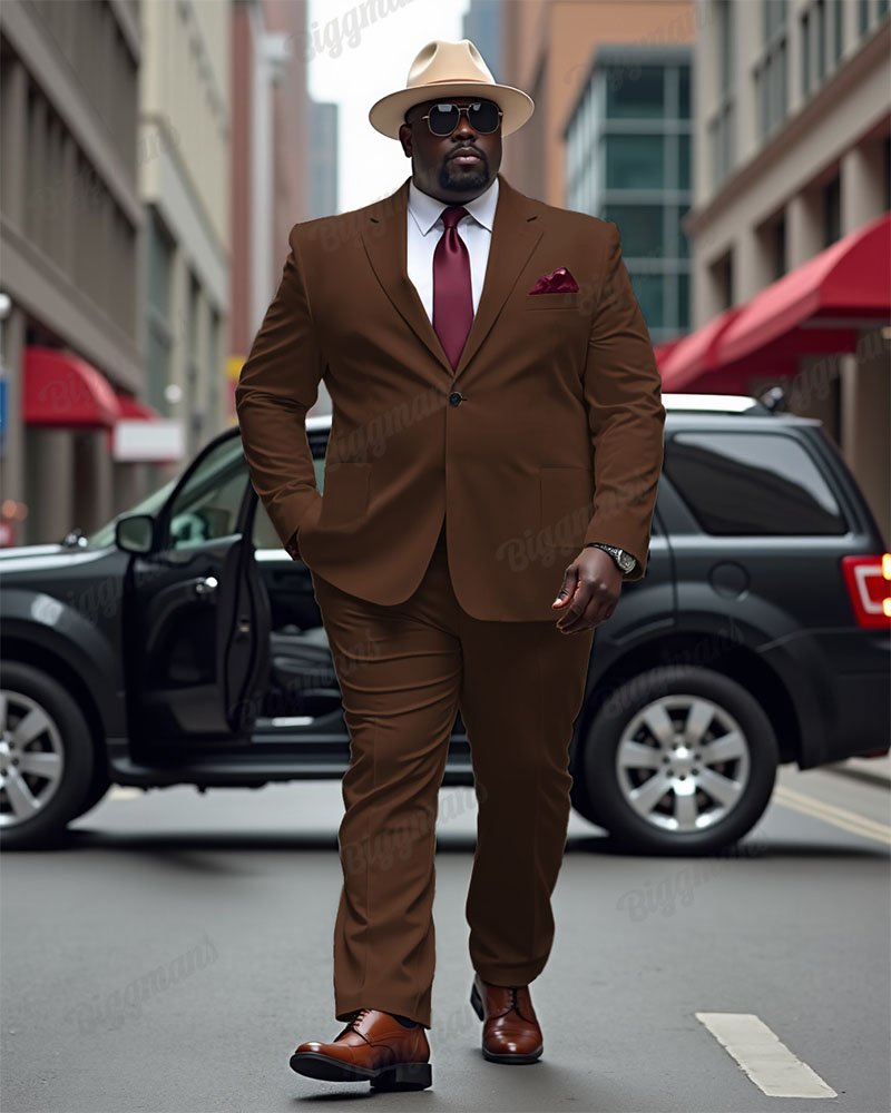 Men's Big and Tall Solid Color Blazer Trousers Suit