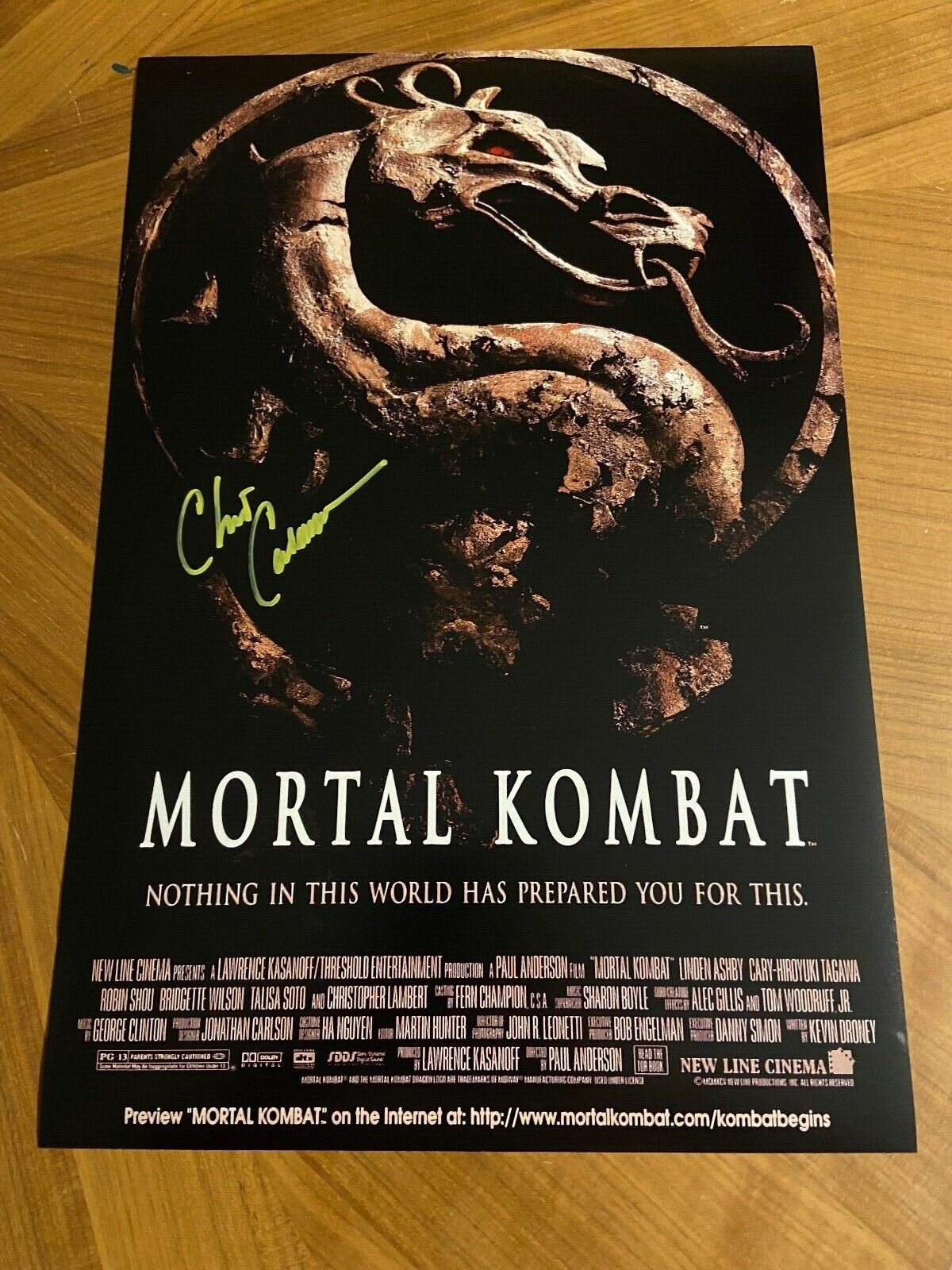 * CHRIS CASAMASSA * signed 12x18 poster * MORTAL KOMBAT * SCORPION * PROOF 6