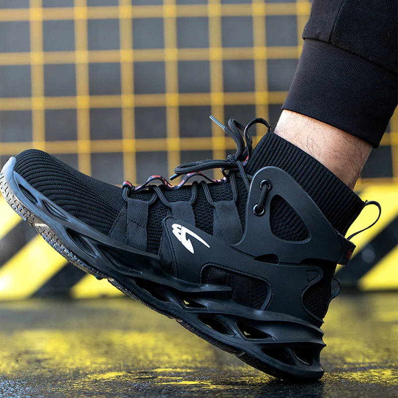 Plus Size Men's Spring Steel Toe Cap Work Shoes Midsole Safety Hard-Wearing Sneaker Male Casual Trainers Zapatillas Hombre