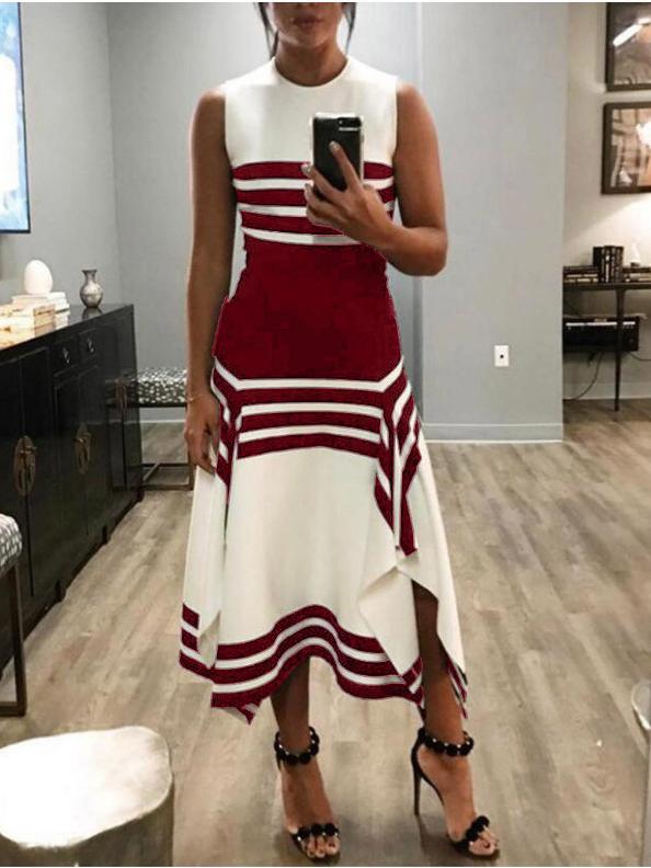 Women's Scoop Neck Sleeveless Striped Maxi Dress
