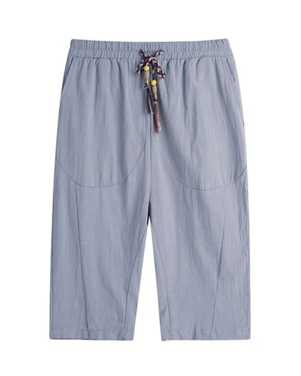 Men's Linen Solid Color Casual Straight Pants-nanadresses