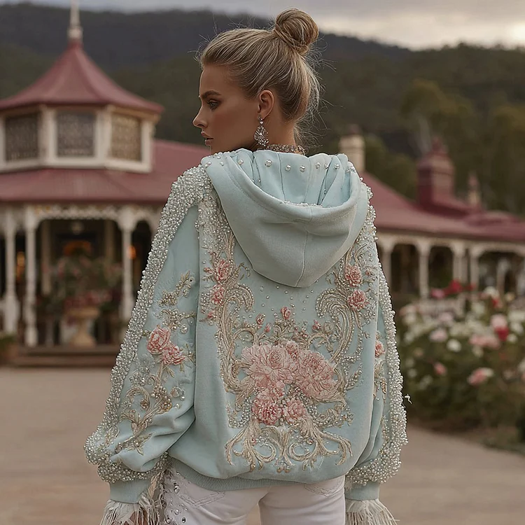 Women's Vintage Bohemian Floral Embroidered Casual Hoodie