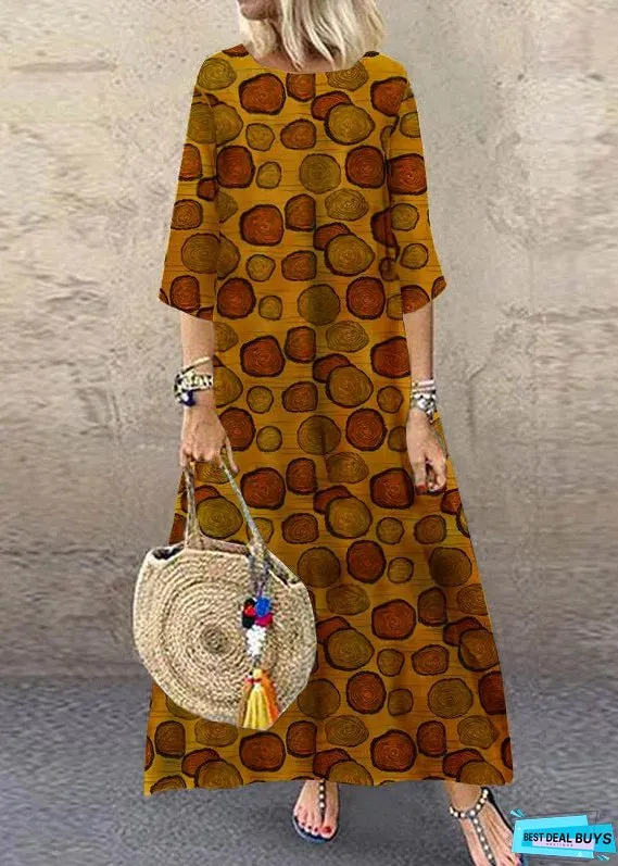 Women Black O-Neck Plaid Maxi Dresses Half Sleeve